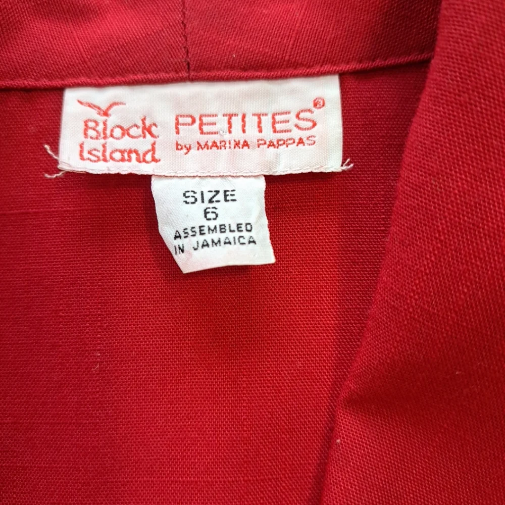 Vintage Block Island by Marina Pappas Red Blazer Suit Jacket 6 Petite Pockets - Picture 3 of 12